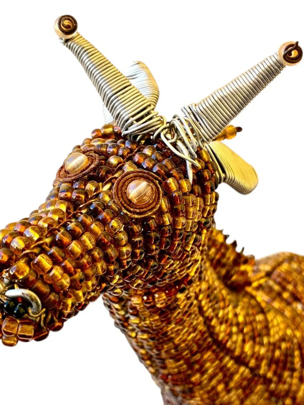 African Bead + Wire Giraffe Decorative Sculpture 13